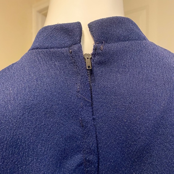 Vintage 60s Mod Navy Blue and White Dress - Picture 2 of 7